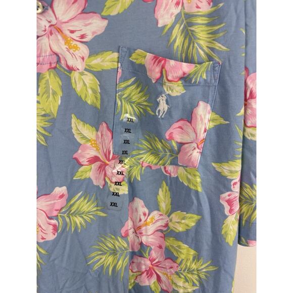 Auth POLO by RalphLauren Blue Light Green Multi Men's Polo Shirt XXL Beach - Picture 3 of 9